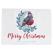 Persoonlijke Waterverf kerstvogel op maan Groot Cadeauzakje (Achterkant)