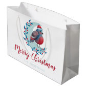 Persoonlijke Waterverf kerstvogel op maan Groot Cadeauzakje (Achterkant Gekanteld)