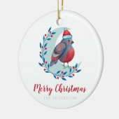 Persoonlijke Waterverf kerstvogel op maan Keramisch Ornament (Links)