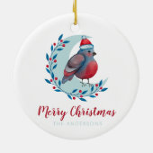 Persoonlijke Waterverf kerstvogel op maan Keramisch Ornament (Achterkant)