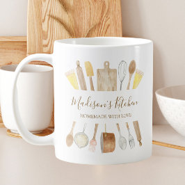 Persoonlijke waterverf keuken kookgerei koffiemok
