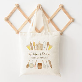 Persoonlijke waterverf keuken kookgerei tote bag