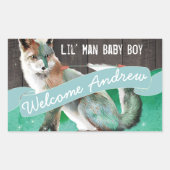 Persoonlijke Waterverf kleurrijke fox Barn Wood Rechthoekige Sticker (Voorkant)