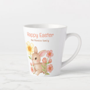 Persoonlijke Waterverf Konijn Gelukkig Pasen Latte Mok