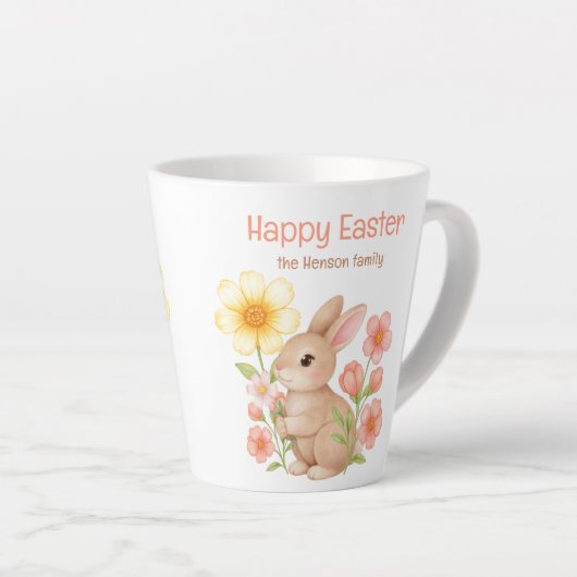 Persoonlijke Waterverf Konijn Gelukkig Pasen Latte Mok (Rechterhoek)
