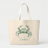 Persoonlijke Waterverf Krab aan de Kust Grote Tote Bag (Voorkant)