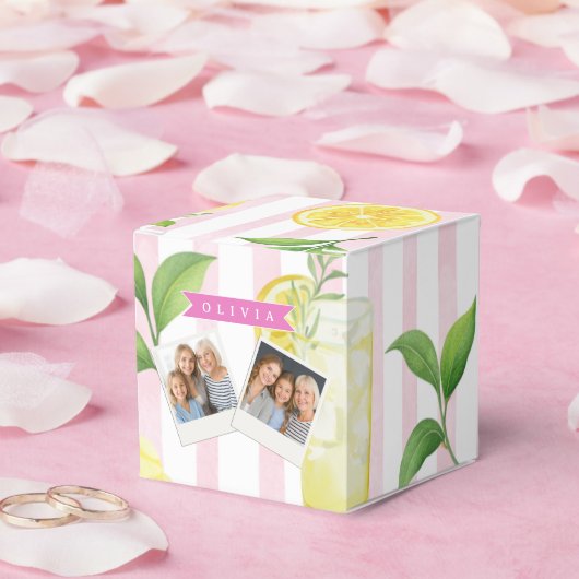 Persoonlijke Waterverf Lemonade Cupcake Streep Bedankdoosjes (Huwelijk)