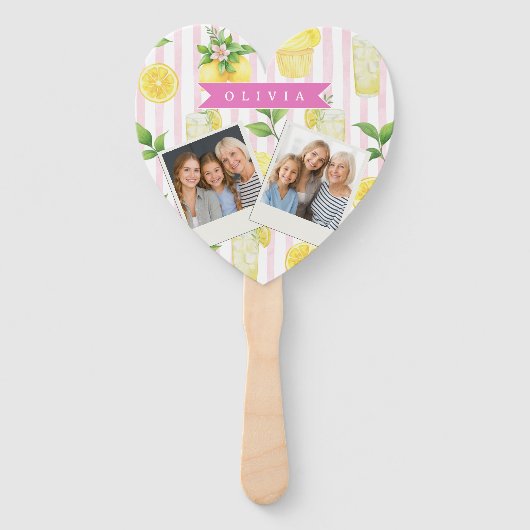 Persoonlijke Waterverf Lemonade Cupcake Streep Handwaaier (Voorkant)