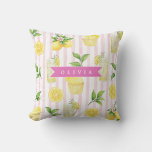 Persoonlijke Waterverf Lemonade Cupcake Streep Kussen