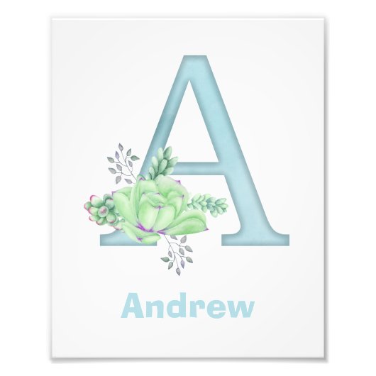 Persoonlijke Waterverf Letter A Foto Print Afdruk (Voorkant)