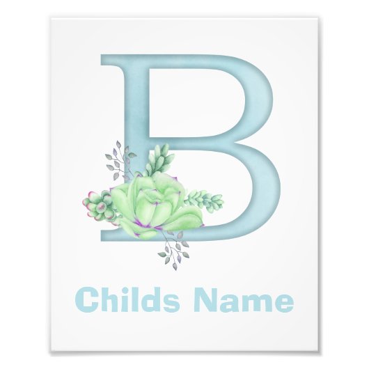 Persoonlijke Waterverf Letter B Fotoprint Foto Afdruk (Voorkant)