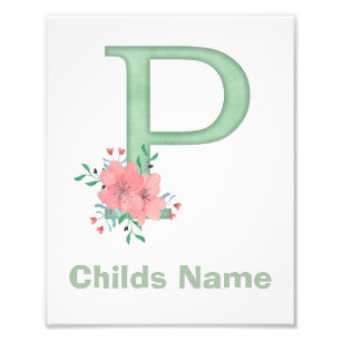 Persoonlijke Waterverf Letter P Foto Print Afdruk