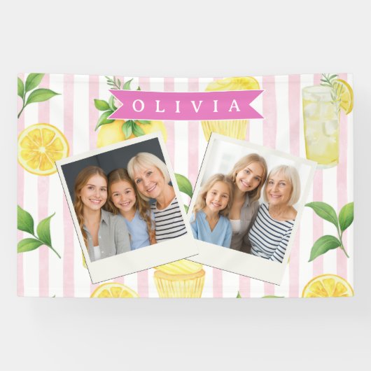 Persoonlijke Waterverf-Limonade Cupcake Streep Spandoek (Horizontaal)