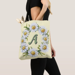 Persoonlijke waterverf Madeliefjeskrans met aangep Tote Bag