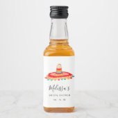 Persoonlijke Waterverf Mexicaanse Sombrero Likeurfles Etiket (Voorkant)