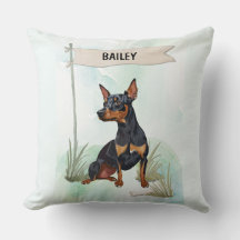 Persoonlijke waterverf Miniature Pinscher-hond