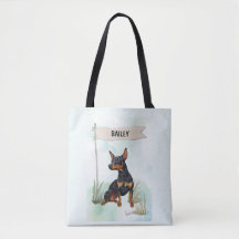 Persoonlijke waterverf Miniature Pinscher-hond