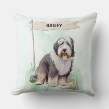 Persoonlijke waterverf Old English Sheepdog-hond