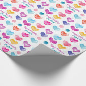 Persoonlijke  Waterverf op verjaardag Harten gevol Cadeaupapier (Hoek)