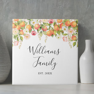 Persoonlijke Waterverf Oranje Elegante Familienaam Tegeltje