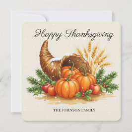 Persoonlijke waterverf overvloed Thanksgiving Kaart
