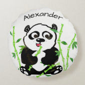 Persoonlijke Waterverf Panda Beer Dierlijke Kinder Rond Kussen (Achterkant)
