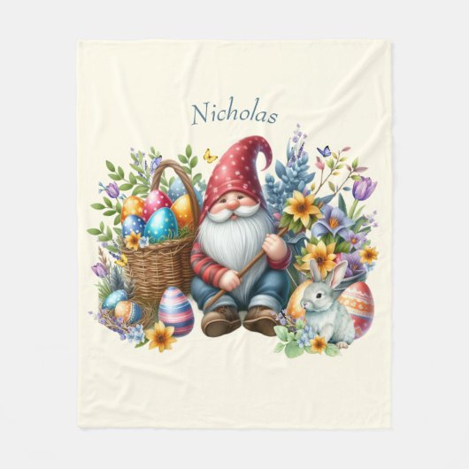 Persoonlijke waterverf Pasen Gnome Fleece Deken (Voorkant)