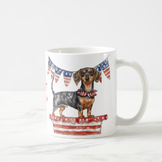 Persoonlijke waterverf patriottische Dachshund mok