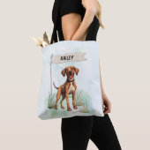 Persoonlijke Waterverf Plott Hond Tote Bag (Dichtbij)