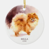 Persoonlijke Waterverf Pommeren Kerstmis Keramisch Ornament (Voorkant)