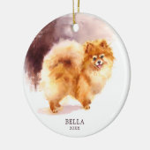 Persoonlijke Waterverf Pommeren Kerstmis Keramisch Ornament (Links)