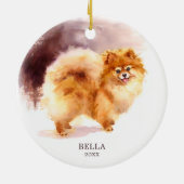 Persoonlijke Waterverf Pommeren Kerstmis Keramisch Ornament (Achterkant)