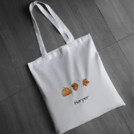 Persoonlijke waterverf pompoen, blad, eikel herfst tote bag