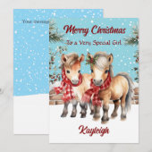 Persoonlijke Waterverf Pony Kerstkaart (Voorkant / Achterkant)