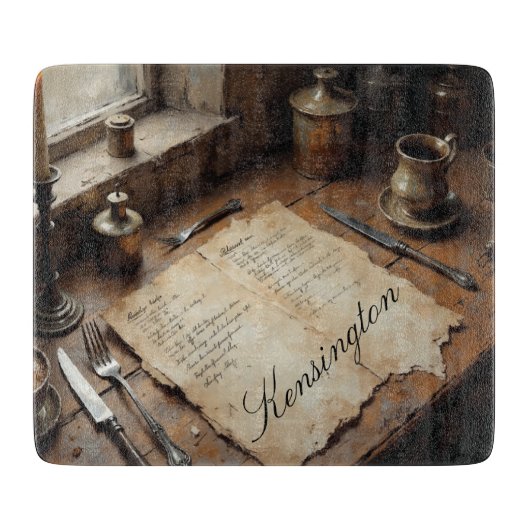 Persoonlijke Waterverf Recept Glas Snijplank (Voorkant)