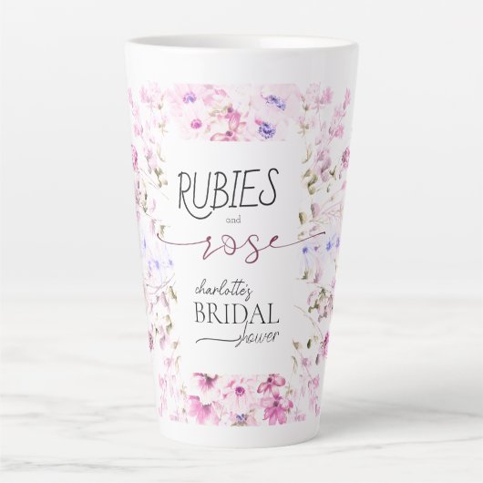 Persoonlijke Waterverf Robijnroze Bruidsdouche Latte Mok (Voorkant)