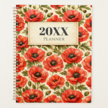 Persoonlijke waterverf rode klaprozen planner