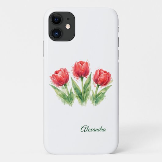 Persoonlijke waterverf rode tulpen Case-Mate iPhone case (Achterkant)