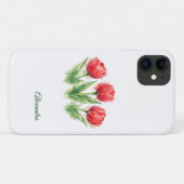 Persoonlijke waterverf rode tulpen Case-Mate iPhone case (Achterkant (horizontaal))