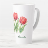 Persoonlijke waterverf rode tulpen latte mok (Rechterhoek)