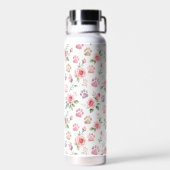 Persoonlijke waterverf roos & pootafdruk waterfles (Achterkant)