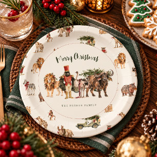 Persoonlijke Waterverf Safari Kerst Dieren Papieren Bordje