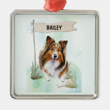 Persoonlijke waterverf Shetland Sheepdog hond