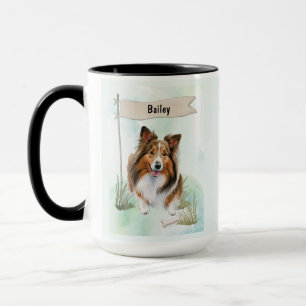Persoonlijke waterverf Shetland Sheepdog hond Mok