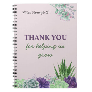 Persoonlijke Waterverf Succulent Leraar Notitieboek