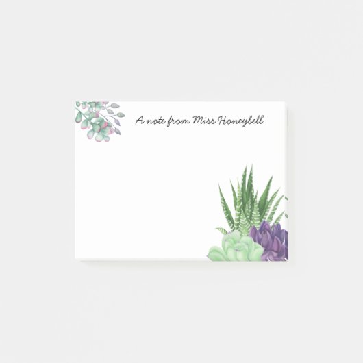 Persoonlijke waterverf succulent post-it® notes (Voorkant)