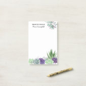 Persoonlijke waterverf succulente plant post-it® notes (Op bureau)