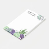 Persoonlijke waterverf succulente plant post-it® notes (Schuin)