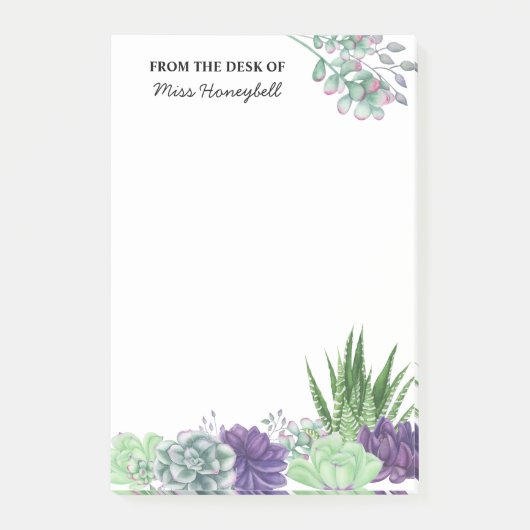 Persoonlijke waterverf succulente plant post-it® notes (Voorkant)