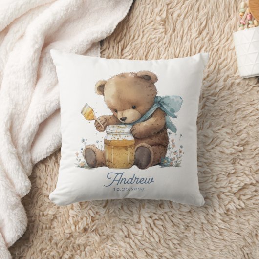 Persoonlijke waterverf teddybeer honingpot kussen (Deken)